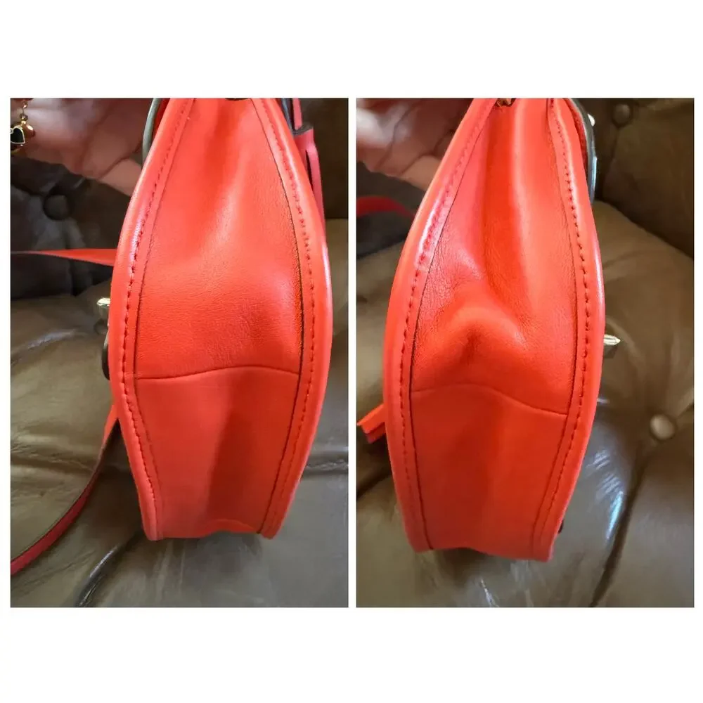 Coach Legacy Amanda 19925 Coral Red Leather Flap Crossbody Tassel Bag